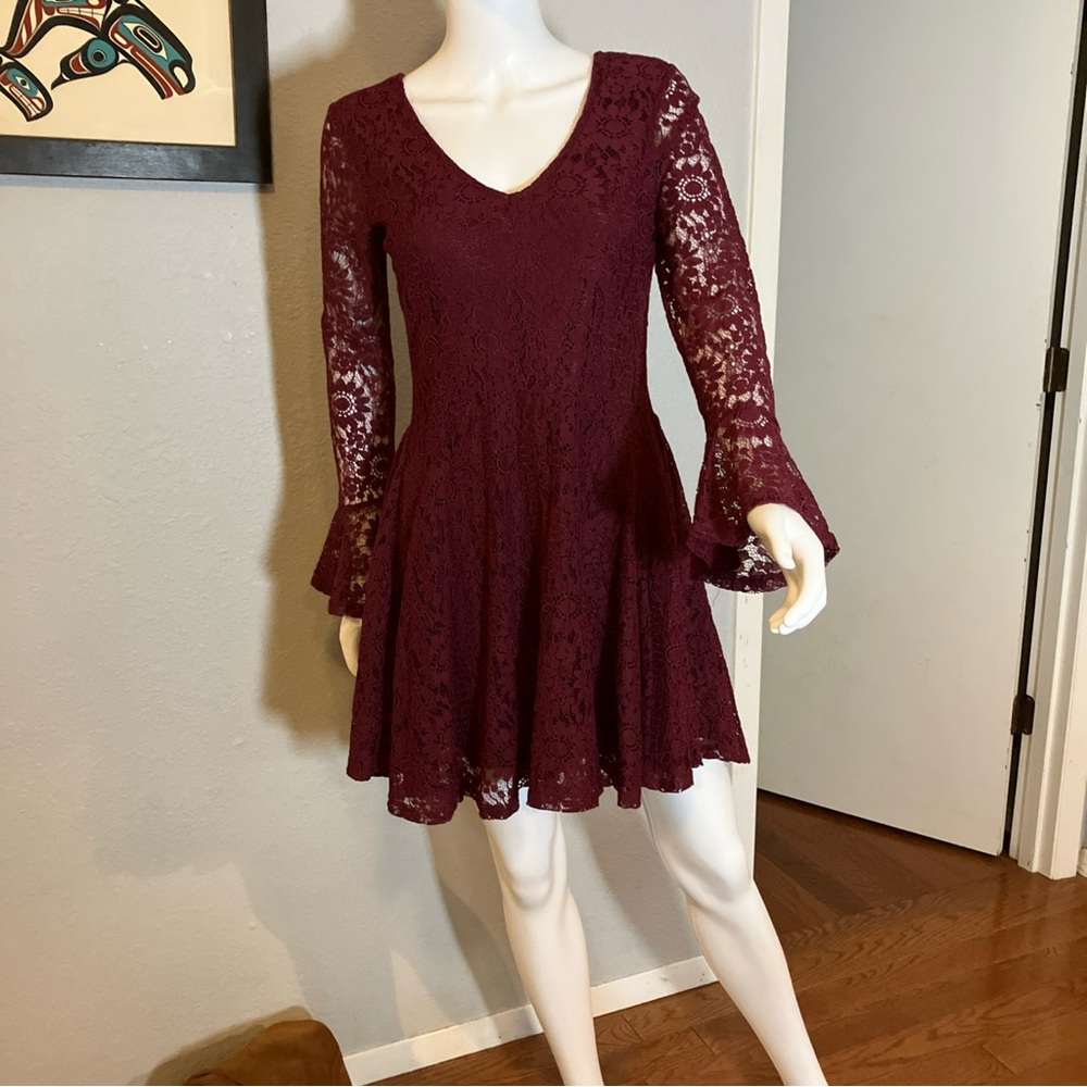 American Rag Burgundy Lace Midi Dress